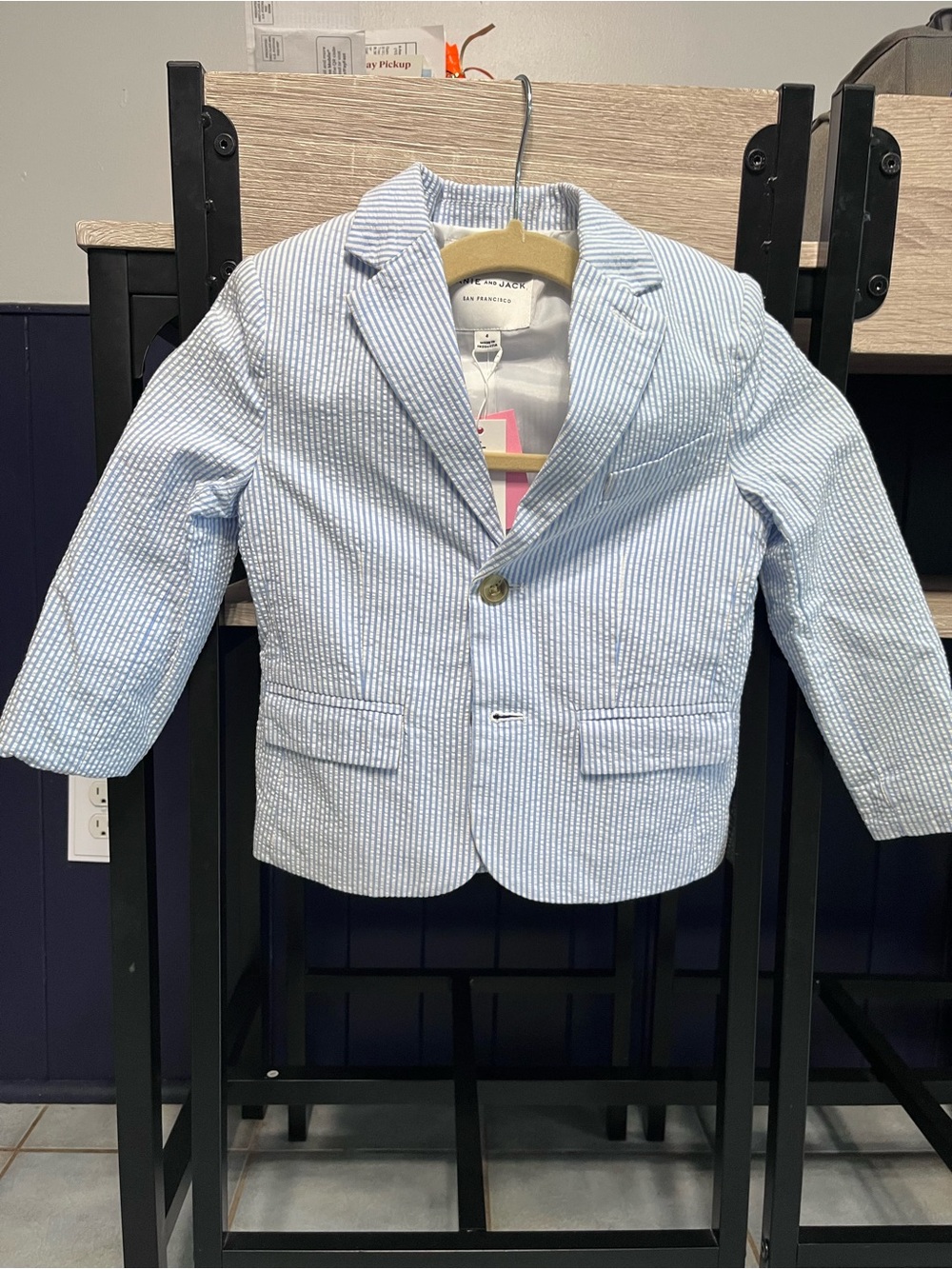 Janie and Jack Light Blue Seersucker Blazer